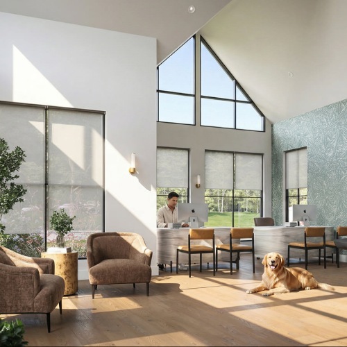 vaulted ceilings in sun filled clubhouse